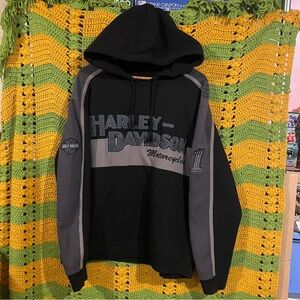 Vintage Harley-Davidson Black Pullover Hoodie Genuine MotorClothes